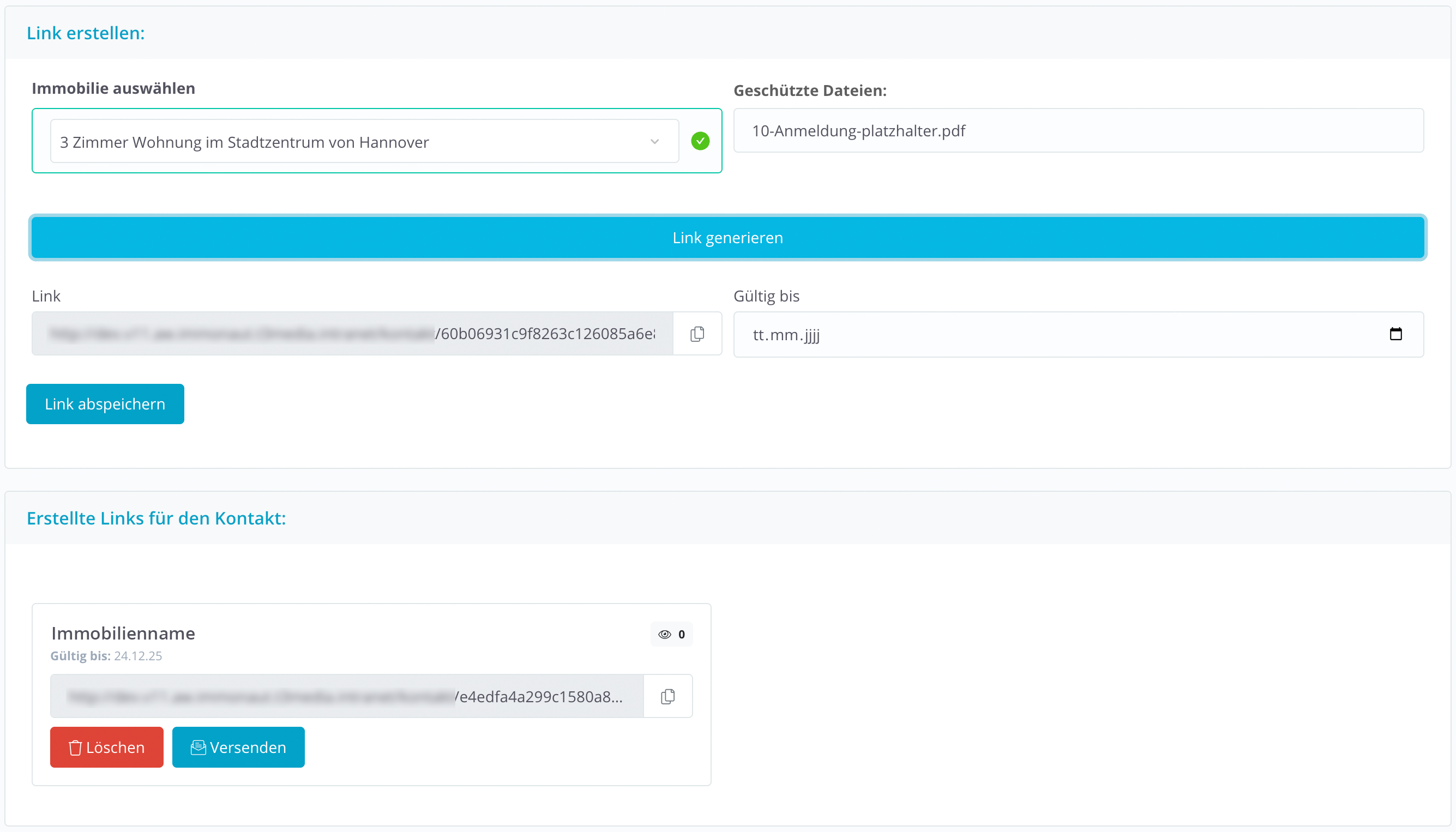 Zeigt die Funktion "geschützte Dokumente" von Immonaut